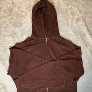 H&M cropped brown zip up